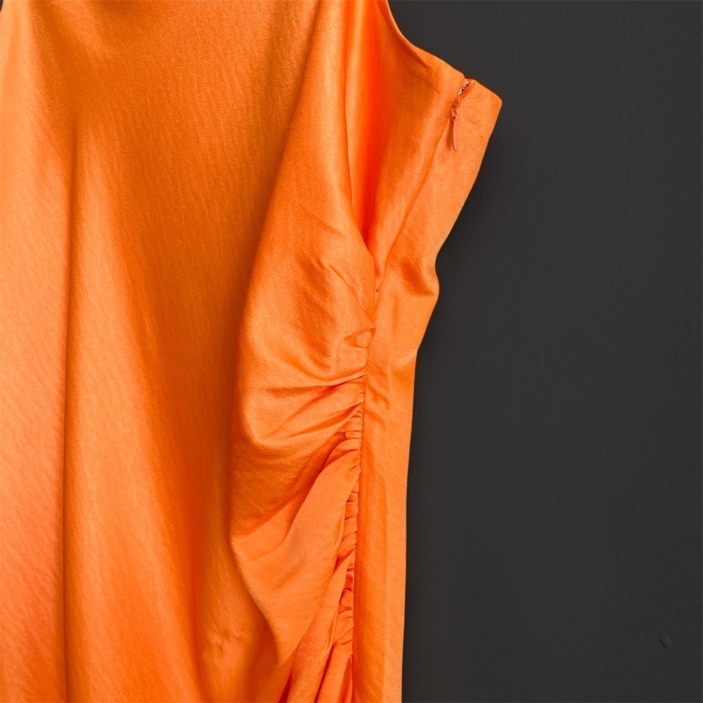 Skies Are Blue Curvy Orange Cami Split Satin Midi Dress 90’s Wedding Formal 3X - Picture 8 of 11